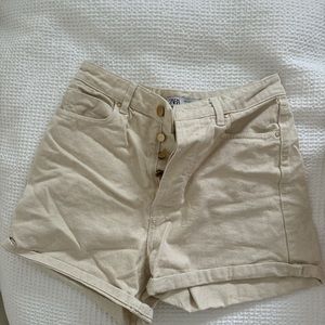 Zara High Rise Button Down Shorts